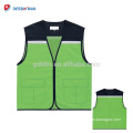 2017 New Style High Visibility Green Breathable Mesh Safety Vests Reflective Work Waistcoat With Multi Pockets And Zipper